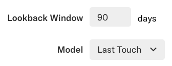 An influence query where the lookback window is set to 90 days and the Model is set to Last Touch