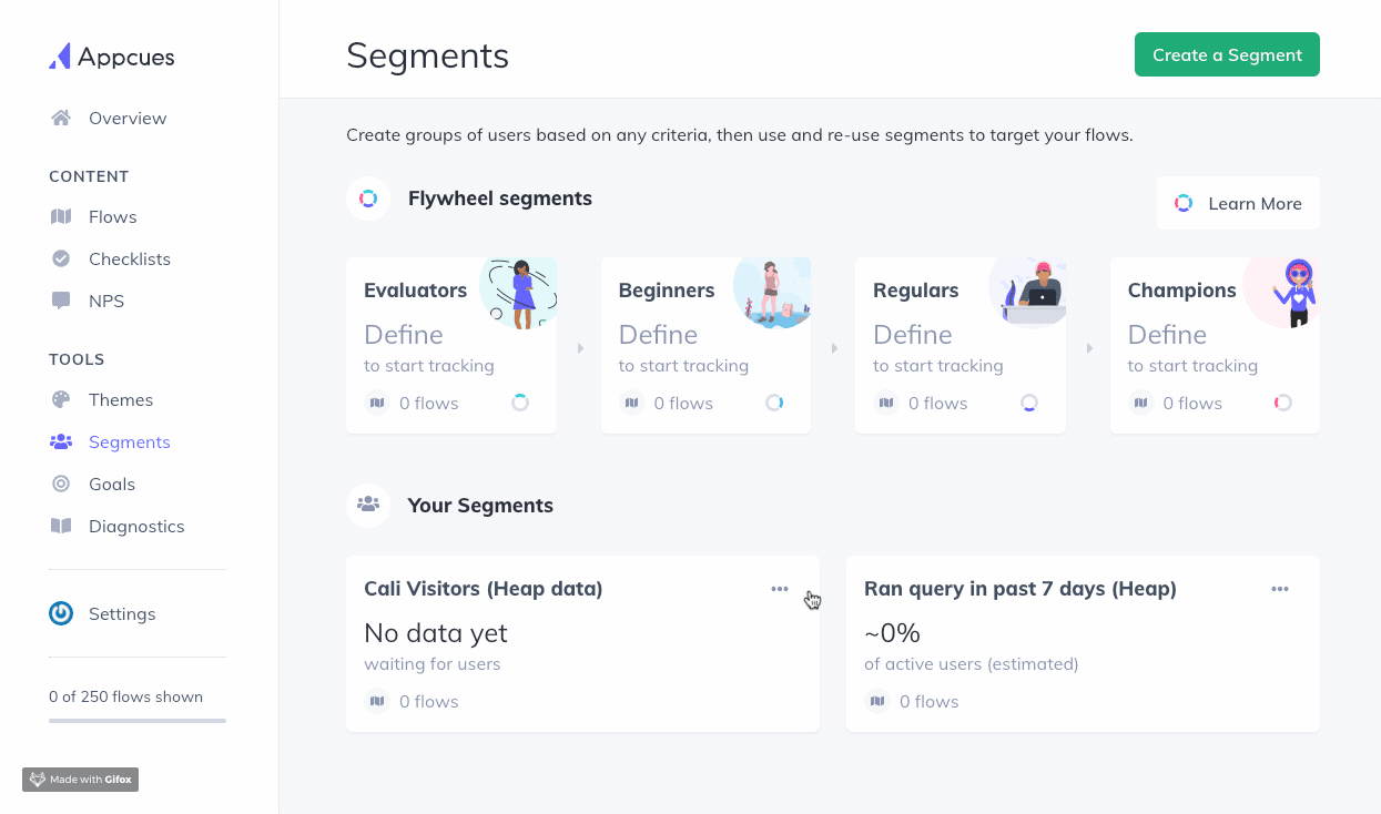 The Appcues Segments page 
