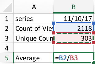 The CSV with all rows in B highlighted