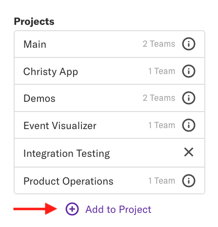 The projects list with an arrow pointed towards the 'Add to Project' button